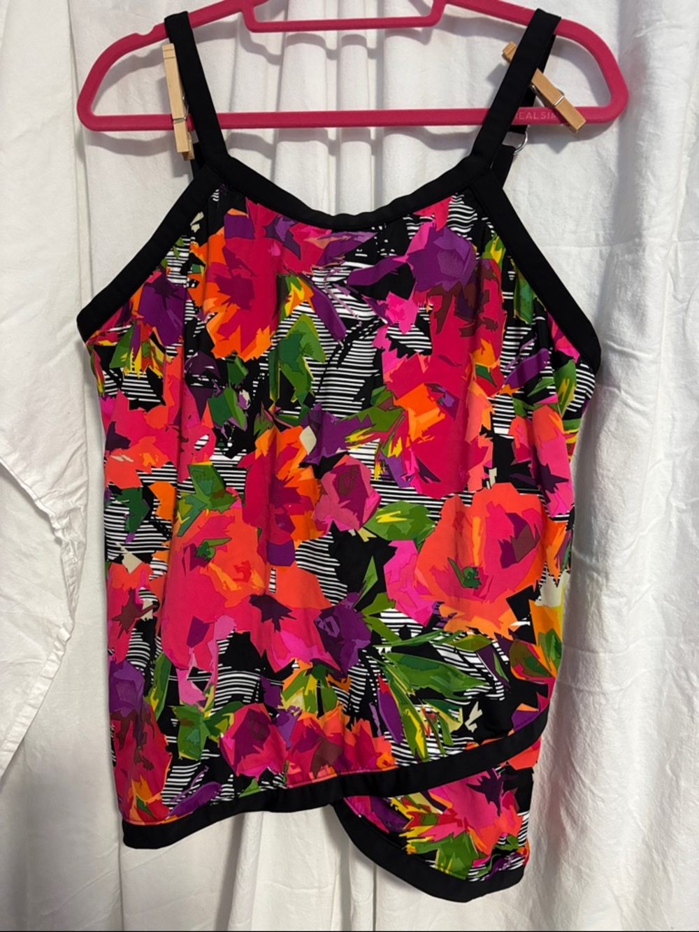 Floral Halter Tankini Top - Pink Multi